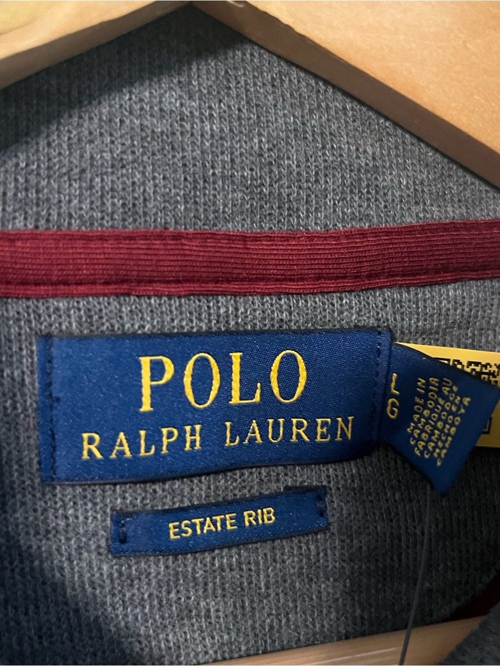 Polo by Ralph Lauren Men's Zip Mock Neck Sweater - Burgundy - Picture 5 of 6